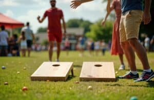 Outdoor-Spiel beim Wettbewerb um Turnierschleifen