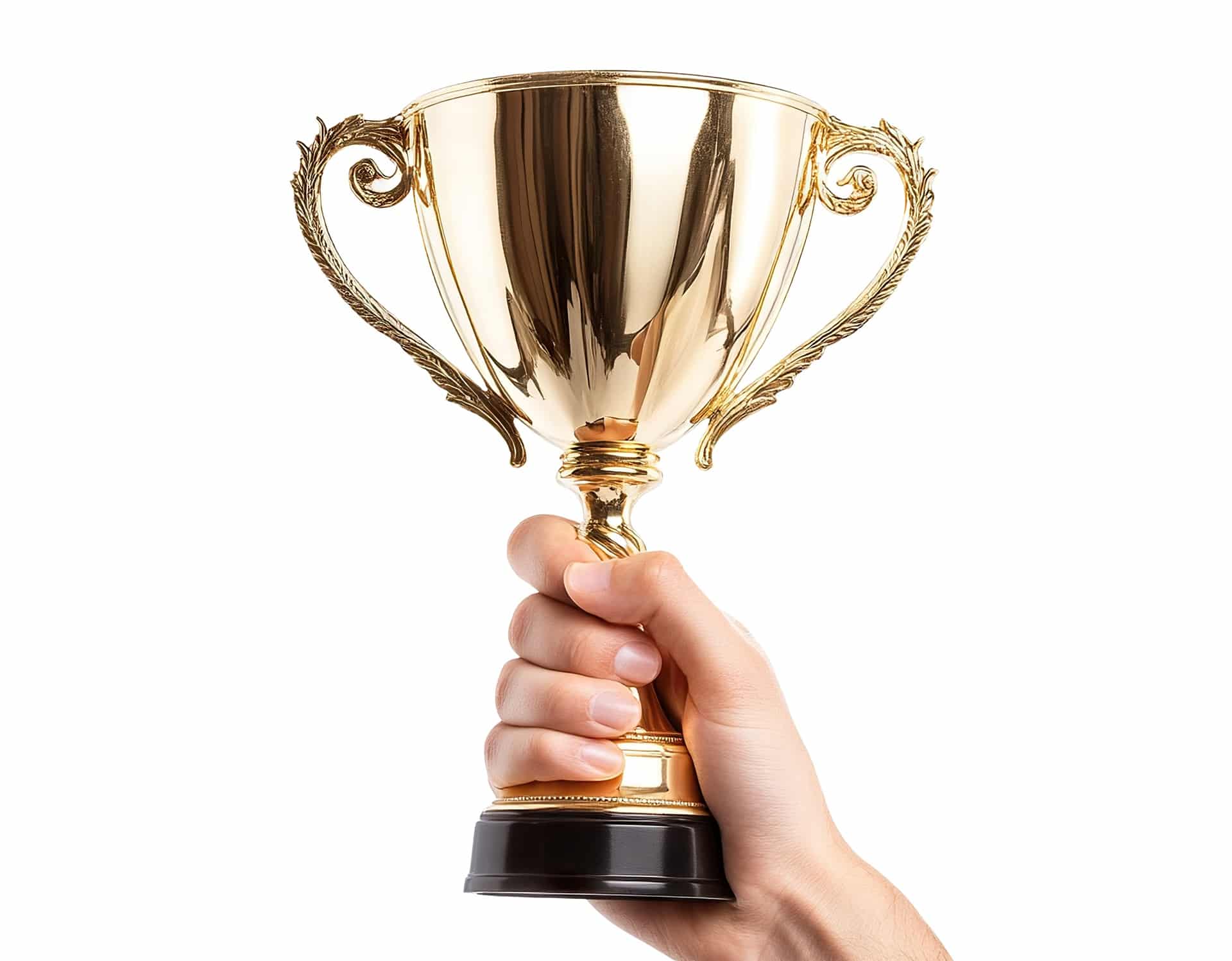 Goldener Pokal als Preis oder Turnierschleifen